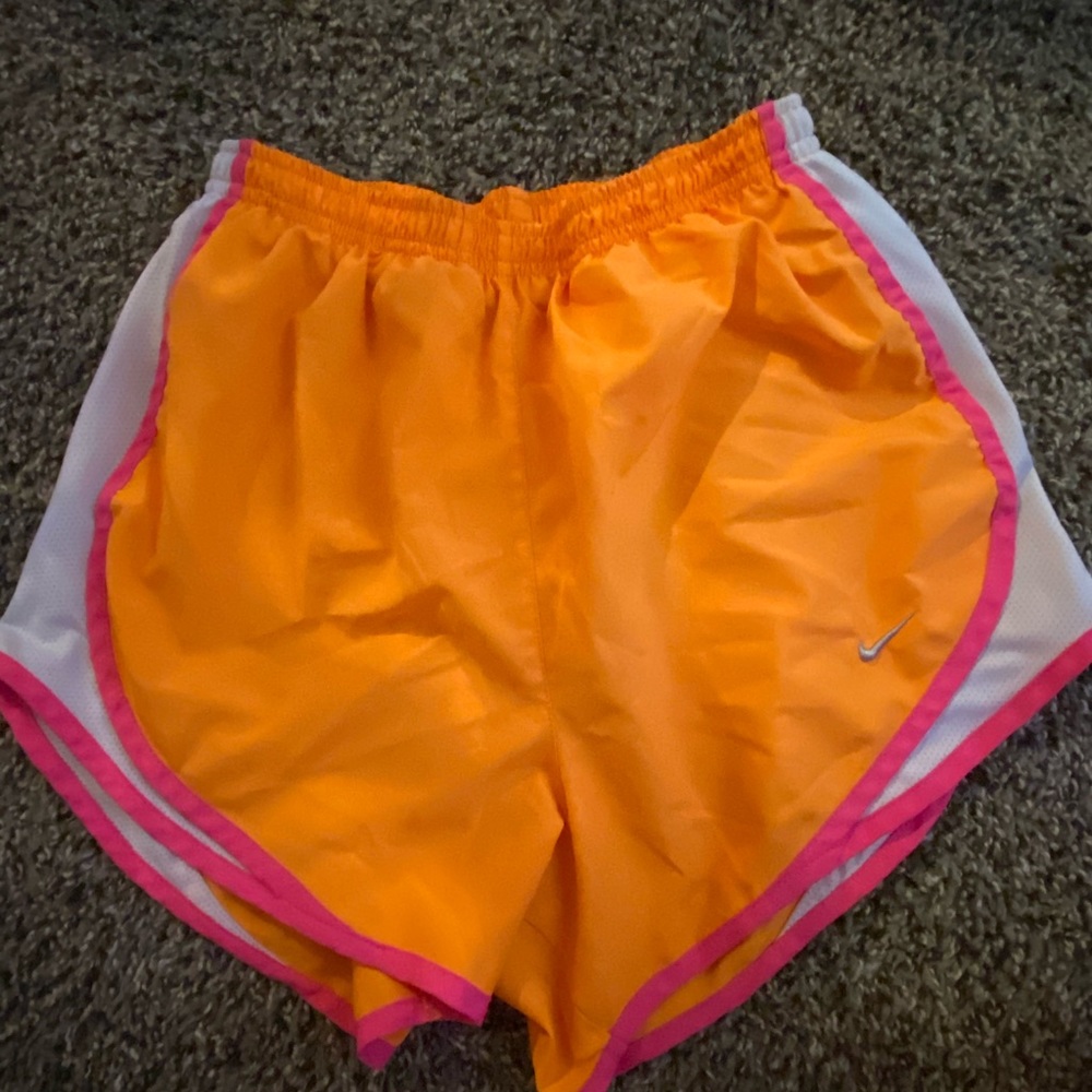 orange nike sport shorts